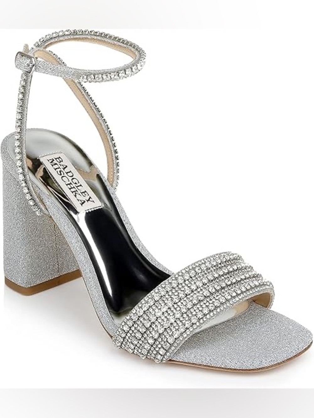 Badgley Mischka Becca Strappy Block Heel (Silver)